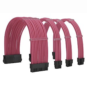 Kit Cabo Sleeved Rosa 18AWG ATX Completo